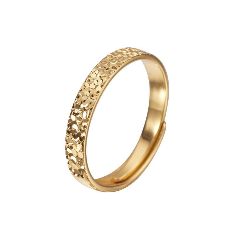 Adjustable Hammered Texture Geometric Couple Ring Men Women 99 Polished Minimalist Fashion Jewelry