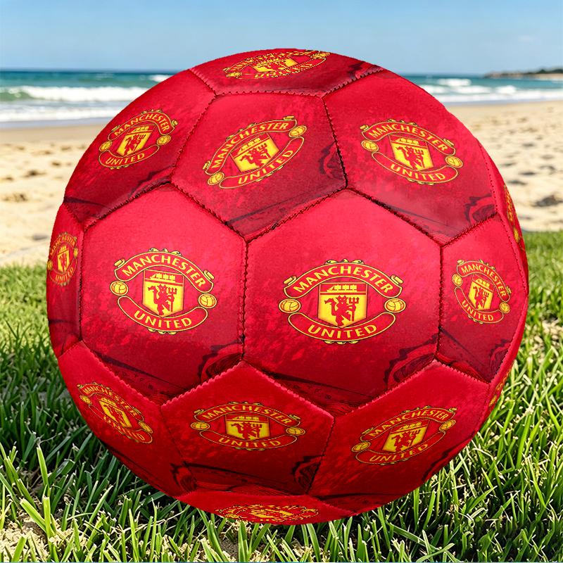 Manchester United F.C Print Size 5 Soccer Ball, PU Wear Resistant Football for Match Training and Daily Practice, Birthday Gift for Soccer Fans