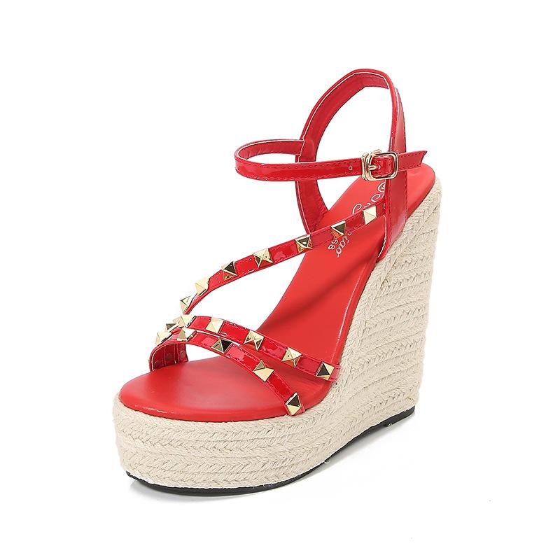 Fashion 14CM Sexy New Fashion Studs Ultra High Block Heel Platform Sandals Car Model Women Shoes