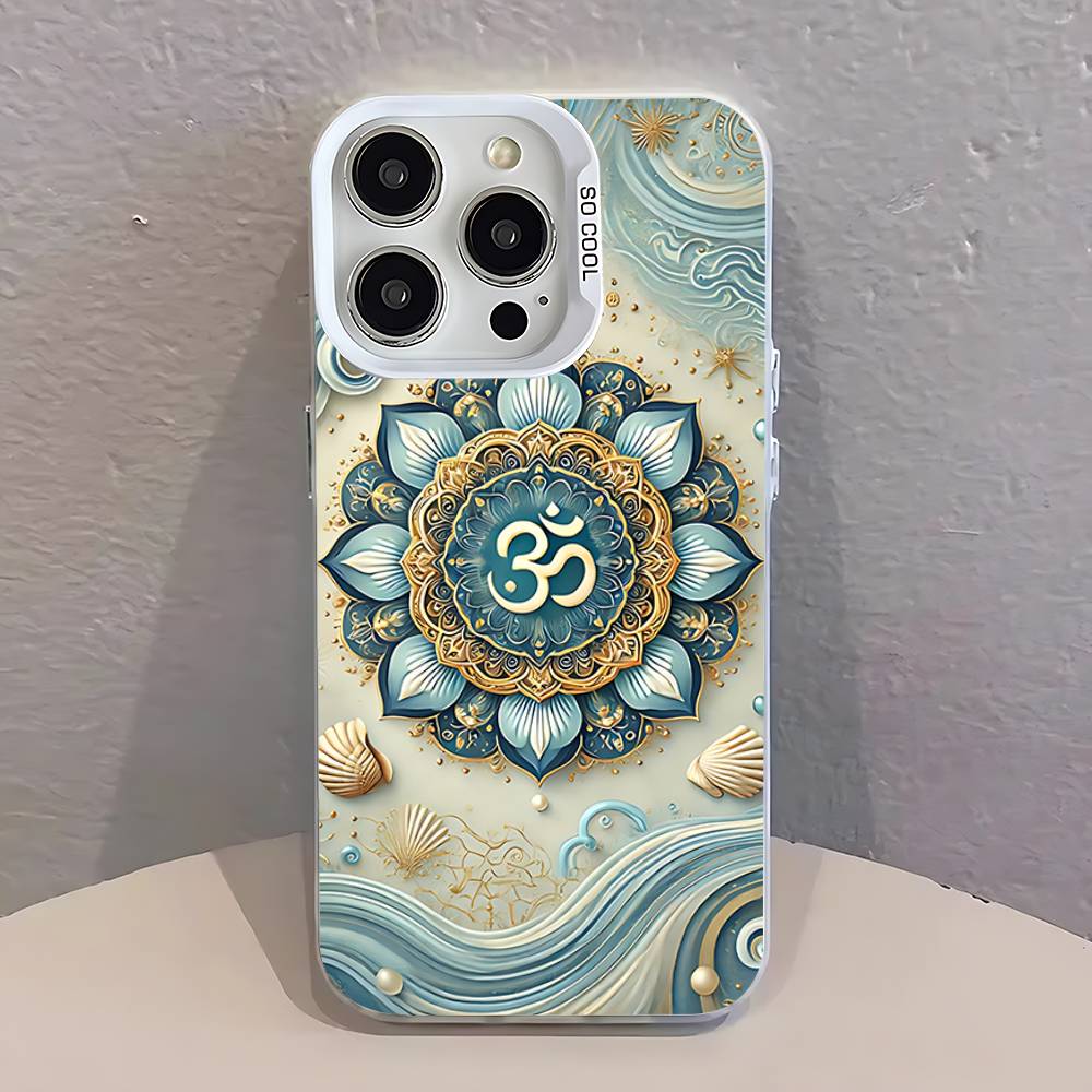 

Mandala Lotus Flower om art Phone Case IMD White Color Shell For IPhone 17 16 15 14 13 12 11 Pro Max Plus Pro SE Air Mini iPhoneX