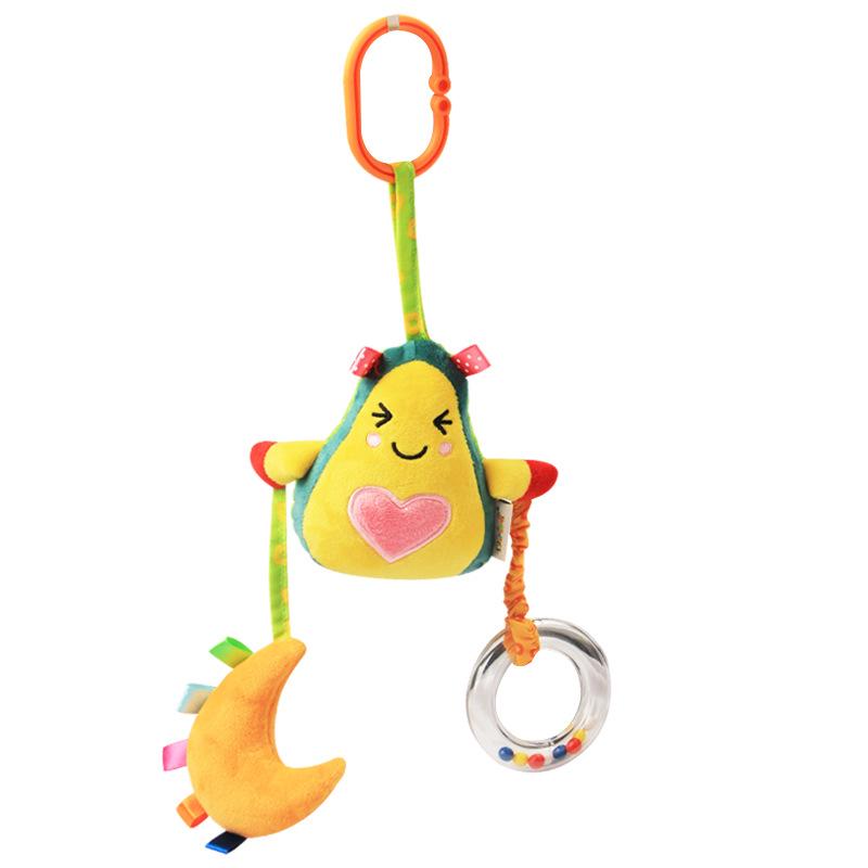 Cartoon Stroller & Crib Hanging Plush Pull Bell for Early Education