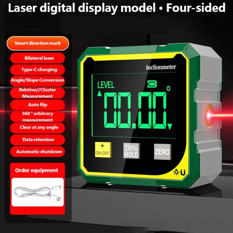 Easy To Read Digital Inclinometer Protractor Featuring Lasering Pointer For Accurate Angled Measurement In DIY Projects