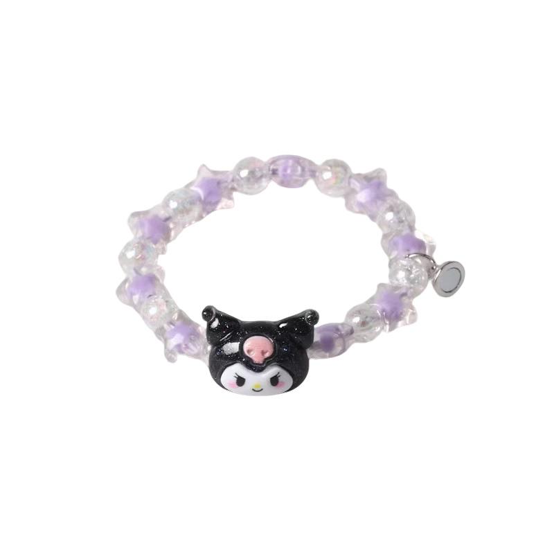 Sweet Crystal Beaded Couple's Magnetic Bracelets with Cinnamoroll & Kuromi - Perfect Bestie Gift