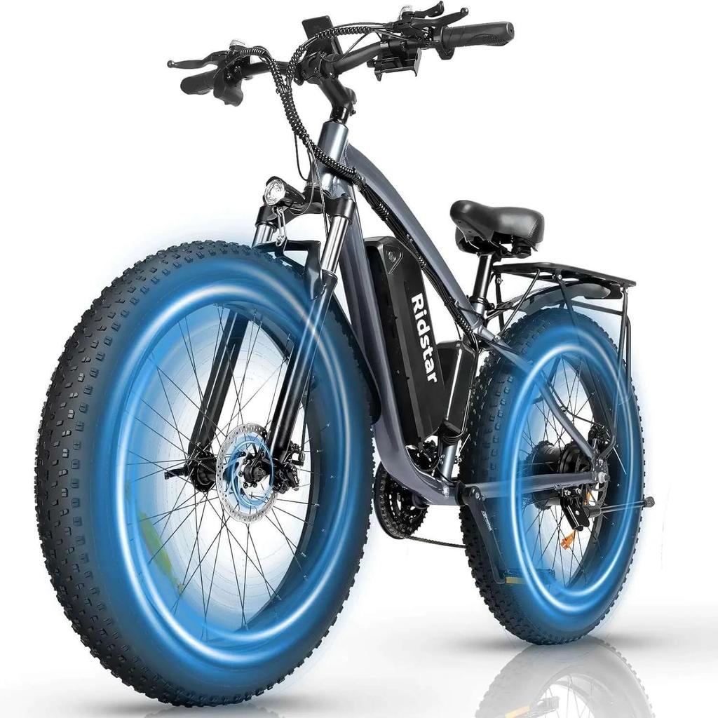 Ridstar 2000W 48V 23Ah Battery 26''Fat Tire Dual Motor Mountain E-Bike for Adult-E26 Pro