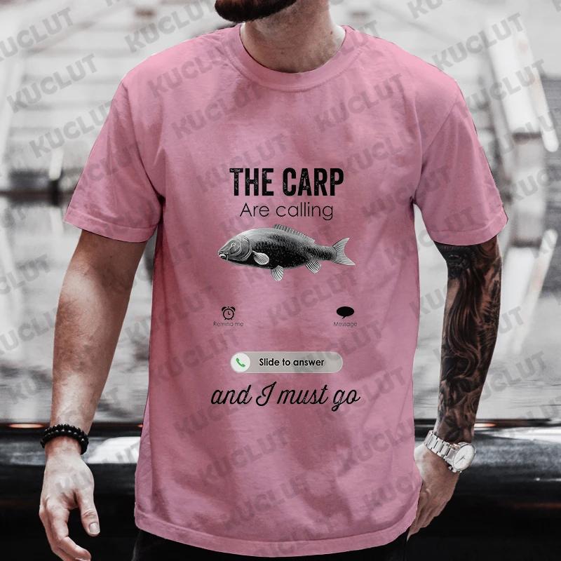 Fishing The Carp Are Calling and I Must Go Funny Vintage Men's T-Shirt New Fashion Summer Casual Harajuku Tshirt Printed Men Top