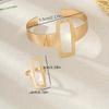 1 Set Trendy and Minimalist Geometric Square Jewelry Hollowed Out Ring and Bracelet Set Mother's Day Gift Jewelry Set