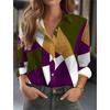 Women's Fashion Geometric Buttons Blouse Lapel Neck Blouse Top Womens Long Sleeve Shirts 2025 New Spring Autumn Female Clothing