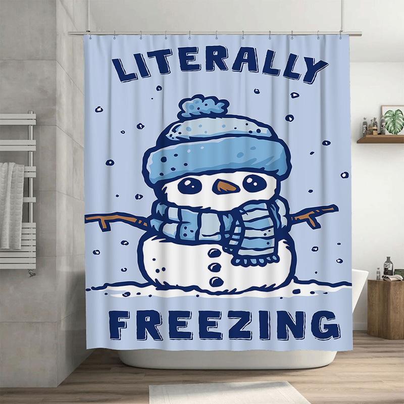 

Tuniu Adorable Snowman Holiday Shower Curtain Cute Winter Forest Deer Pattern Bathroom Decor Festive Home Textile Charming Gift W60H190(CM)-1 Pcs