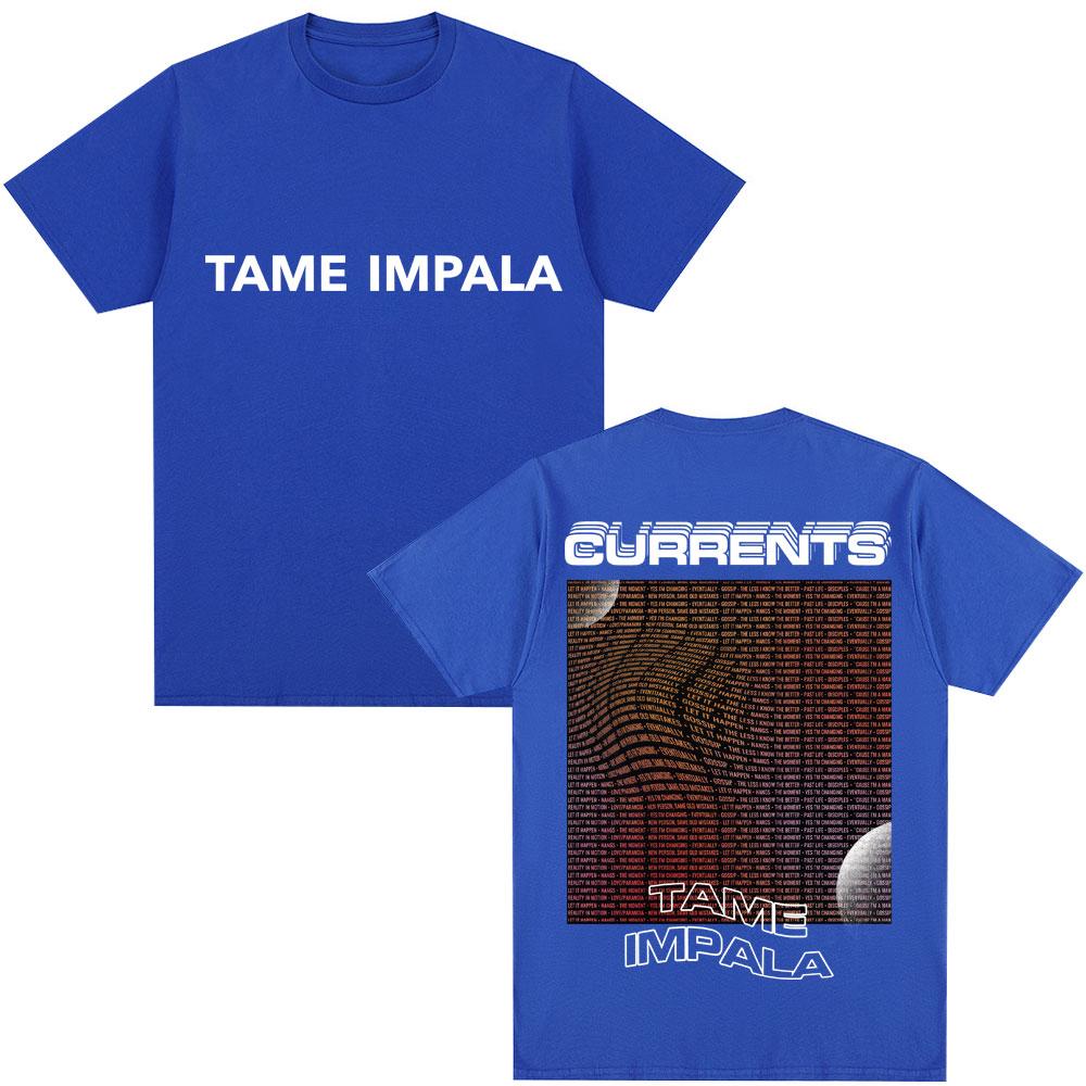 Vintage Tame Impala Currents Grafik T-Shirt Herren Damen Trendy Hip Hop Vintage Kurzarm Lässige Übergroße Baumwoll-T-Shirts Männlich