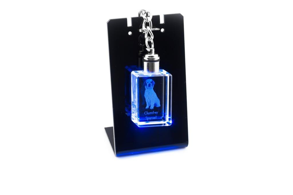 Clumber Spaniel - Crystal Key Ring with Dog Photo, Illuminated Key Ring, Unique Gift by Art-Dog Brand