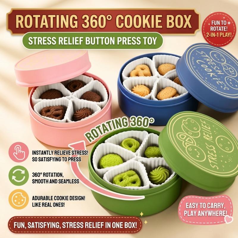 Portable Cookies Box Decompression Toy Built-in Keyboard Shaft Biscuit Button Sensory Fidget Toy for Autism Kids Anxiety Relief