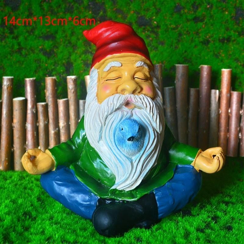 Charming Resin Gnome Meditation Figurine With Bird For Zen Garden Decoration