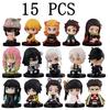 Anime Demon Slayer Figure Nezuko Tanjirou Zenitsu Inosuke Kyoujurou Giyuu Kawaii Qposket PVC Model Toys Gift 15 Style