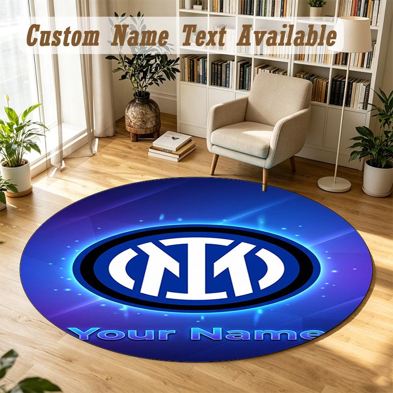 Round Rug Custom NameInter Milan Pattern Non Slip Carpet Home Floor Decor
