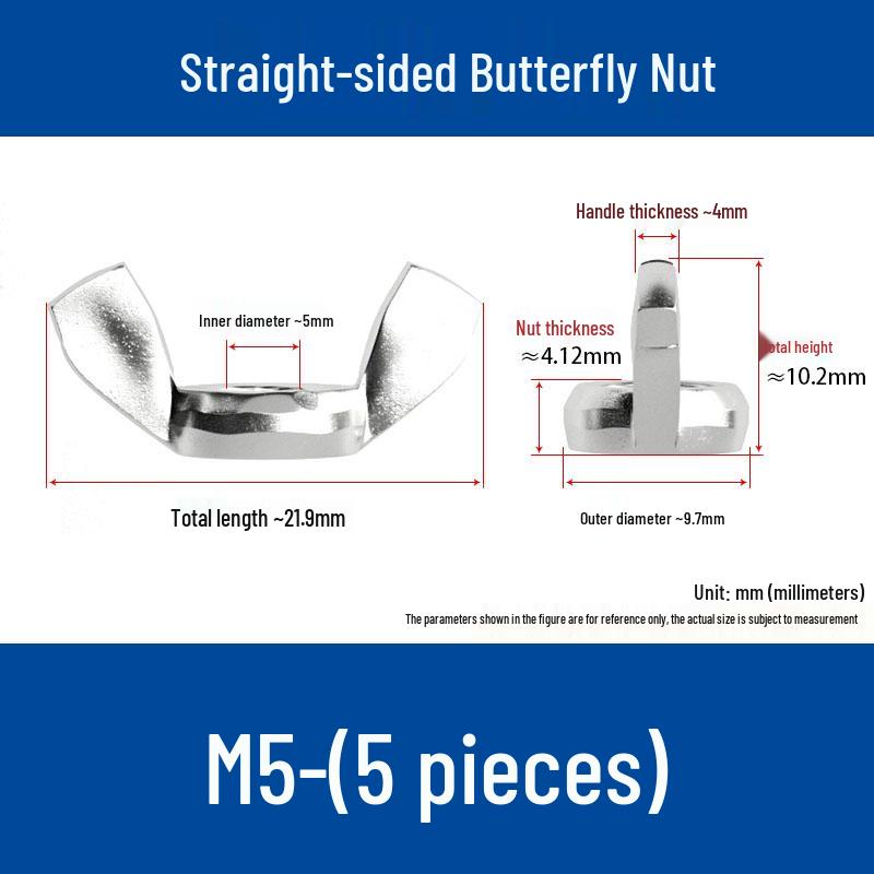 M4-M24 304 Stainless Steel Large Ear Ram's Horn Disc Butterfly Nut