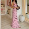 Women's clothing, new spring models in Europe and America, elegant V-neck polka-dot halter neck dress