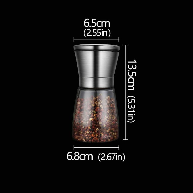 Stainless Steel Manual Salt Pepper Mill Adjustable Pepper Seasoning Bottle Spice Grinding Containers Mill Shakers Kitchen Gadge
