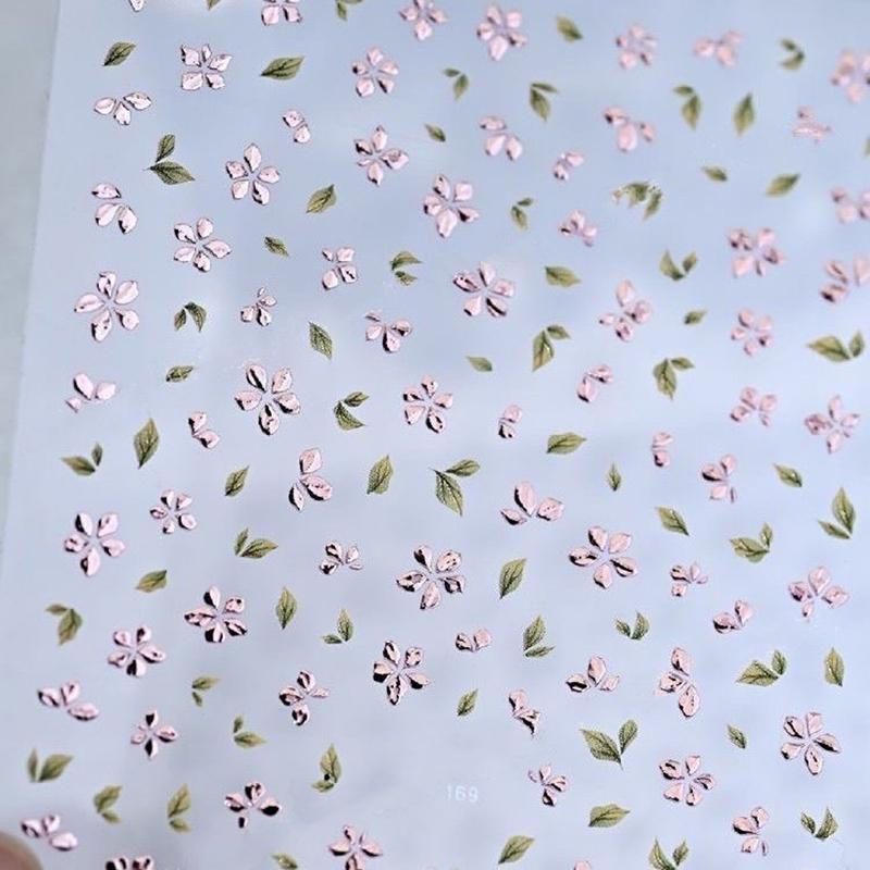 2Pcs Bronzing Flower Leaf Nail Stickers 3D Self-Adhesive Flower Nail Decals Floral Nail Designs Petal Leaves Nail Supplies