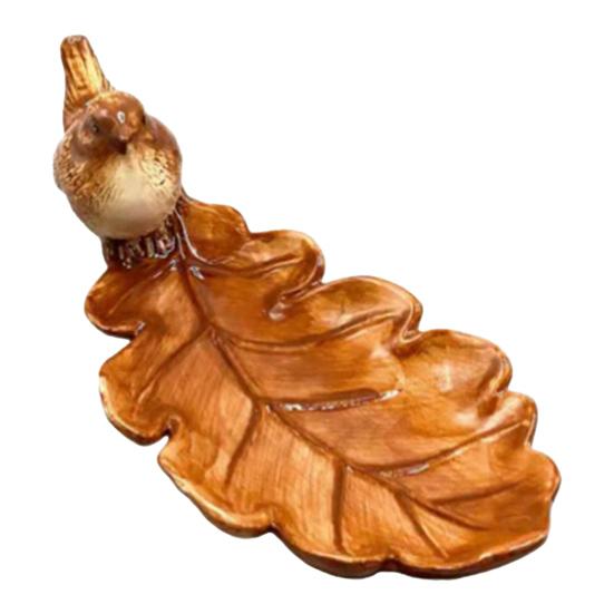 

Керамическая тарелка Yousheng с коричневым листом и дизайном птицы, сделанный вручную декоративный поднос для украшений и безделушек, принадлежности для вечеринки в честь Дня благодарения