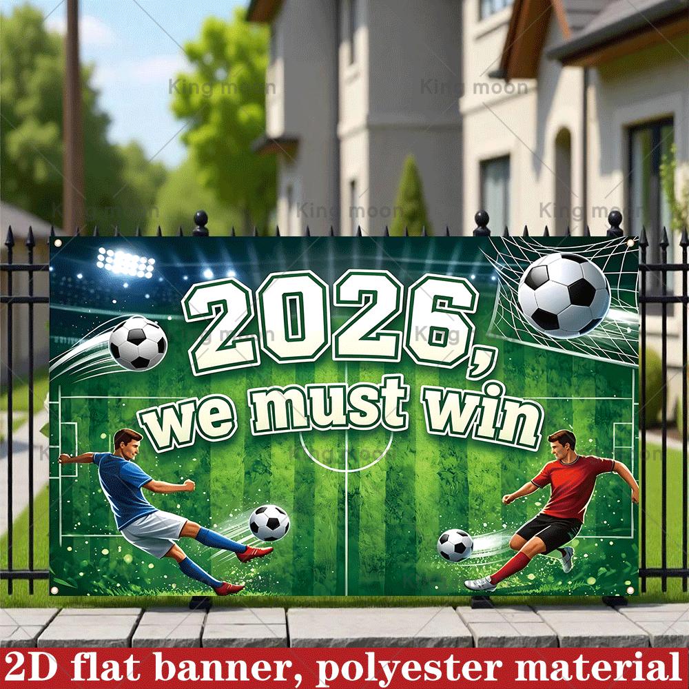 2D Flat Banner, 1 Piece. Football-themed Banner for 2026 Event, Indoor and Outdoor Sports Decoration.