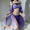 Sexy Hanfu Top Skirt Set Lady Chinese Ancient Traditional Costume Fairy Cosplay Purple Dance See-through Lace Lingerie Dress New