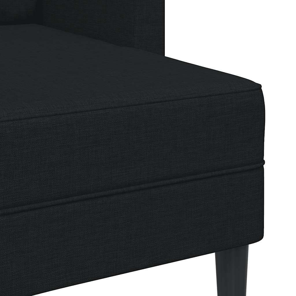 2 Seater Sofa with Chaise Longue L Shaped Black 125 cm Fabric