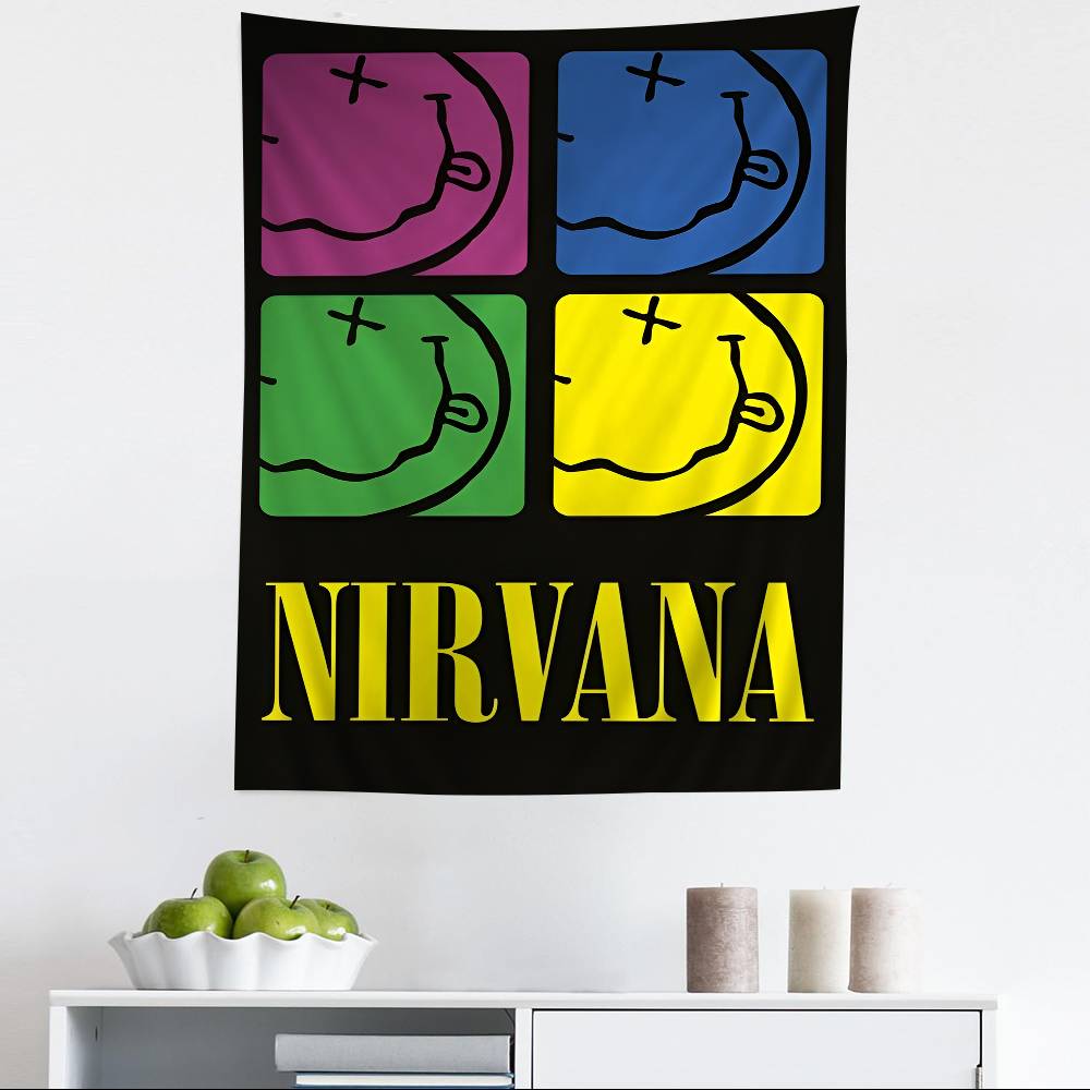 NNirvana Rock Band Tapestry Multi Size Wall Art Room Home Decor for Living Room Bedroom Dorm Hot Sale High Quality Fabric