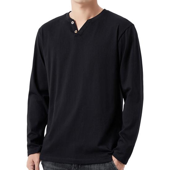 

Мужская футболка свободного покроя с V-образным вырезом и длинными рукавами, осенне-весенняя, однотонная L