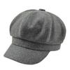 Retro Autumn Winter Women Girl Faux Wool Solid Color Peaked Cap Flat Hat Berets