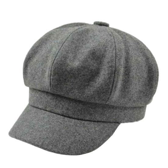 Retro Autumn Winter Women Girl Faux Wool Solid Color Peaked Cap Flat Hat Berets