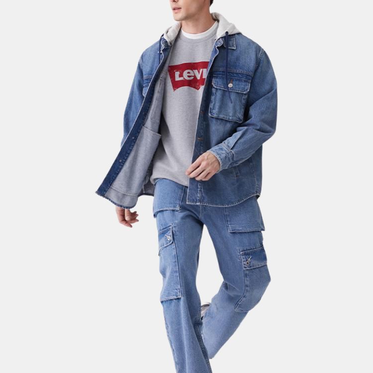 Levis Casual Washed Loose Versatile Long Sleeve Denim Jacket Men Jackets Washed-Blue 0017G-0000