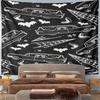 Retro Gothic Hearse and Bat Design Pattern Wall Hanging Tapestry Decorative Tapestry Home Decor for Bedroom and Living Room