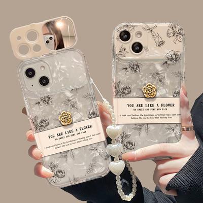 Applicable To Apple 15 Mobile Phone Case IPhone 14 Promax Line Rose Doll Chain 13/12 Flip Mirror 8