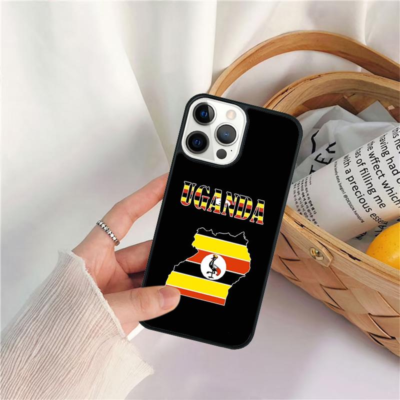 Uganda Flag Coat Of Arms Phone Case For iPhone 17 Air 16e 15 14 11 12 13 Pro  MAX Plus Coque Cover Shell