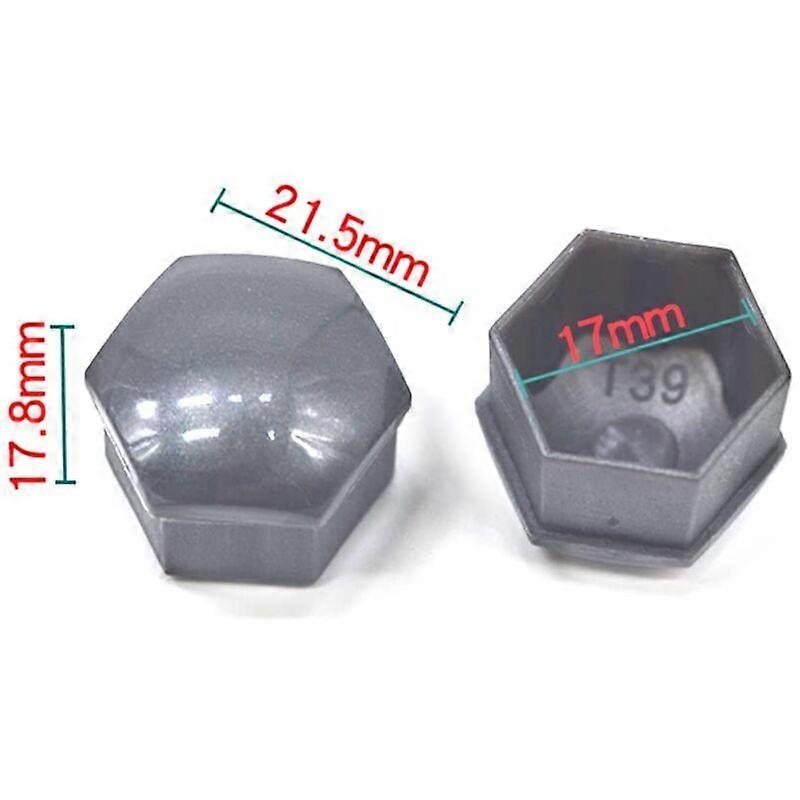 17mm Nut Cover, 20 Pieces 17mm Bolt Nut Covers, Hexagonal Protective Caps for Wheel Nuts, Universal 17mm Bolt Covers (Gray)