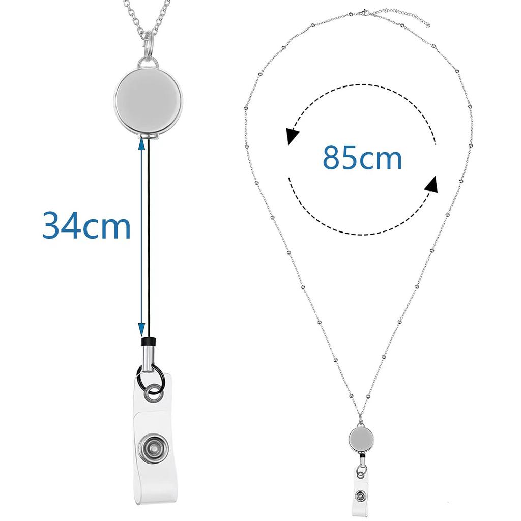 Retractable Badge Reel Lanyard ID Card Holders Stainless Steel Chain Necklaces Keychain Clip for Women Men Employee Wholesale
