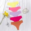 Women's Summer One Piece of Glue Solid Color Hollow Wave Waist Head No Trace Ice Silk Low Waist Underwear