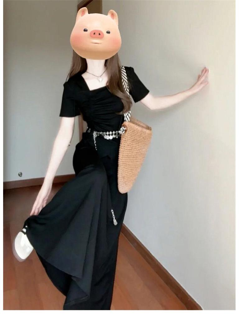 2026 Graues Petite Französisches High-End Langes Sommerkleid für Damen
