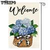 2pcs Hydrangea Spring Summer Garden Flag Inch Double Sided Outside Floral Welcome Yard Outdoor Flag