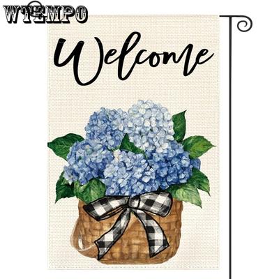 2pcs Hydrangea Spring Summer Garden Flag Inch Double Sided Outside Floral Welcome Yard Outdoor Flag