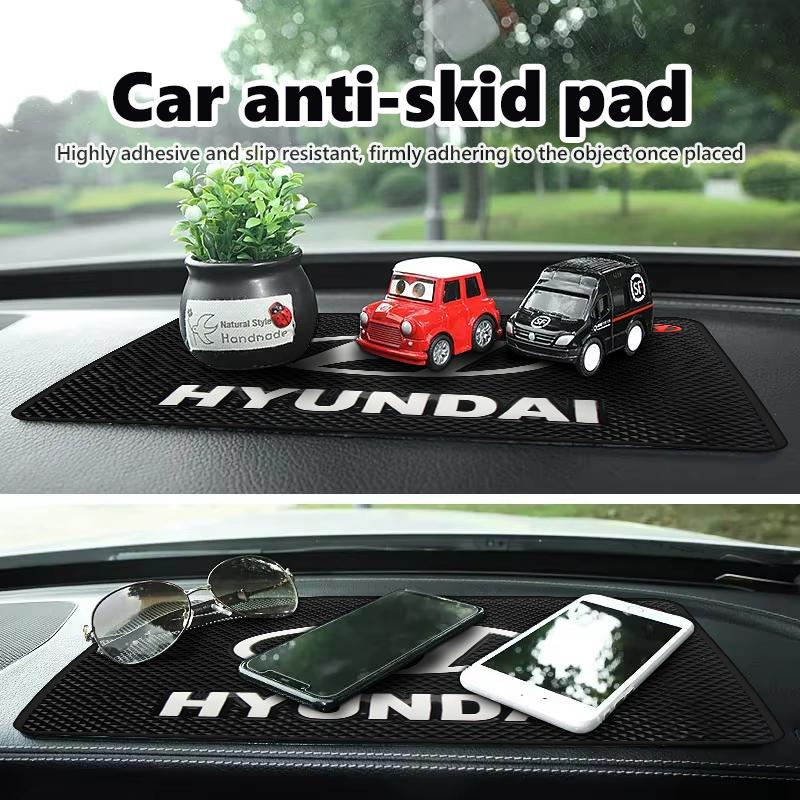 Car Logo PVC Anti-Slip Mat Sticky Pad Dashboard Non Slip Mat Accessories For Hyundai Azera GDI i10 i20 i30 i40 ix20 ix35 Sonata AA1