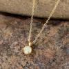 Female Crystal White Opal Stone Round Pendant Necklace Vintage Gold Color Wedding  For Women