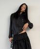 Plasma Sphere Keyring Shirred Lace Suede Zip-Up Hoodie_Black
