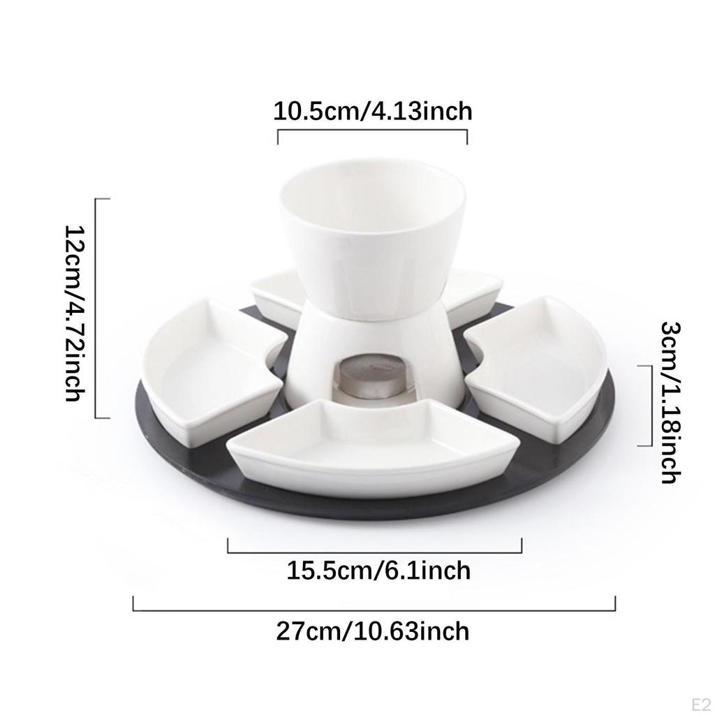 Home Tea Light Candle Fondue Set Ceramic Butter Warmer Melt Pot Bowl Chocolate