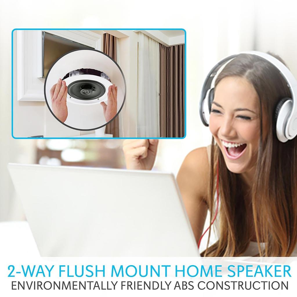 Mountable Bluetooth Speakers of Output 8 Sensitivity Polymer Overall X Warranty Pyle Wall/Ceiling 2-Way 16.5cm (Set 2) RoundMaximum 250W, Ohm, 89dB,