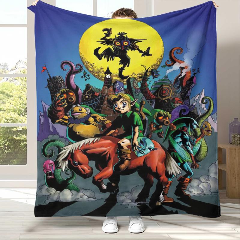 Retro Z-Zelda Cartoon Link Spiele Flanelldecke, Ultra Weiche Warme Plüschdecke für Zuhause Schlafzimmer Bett Sofa Abdeckung Camping Picknick Kind