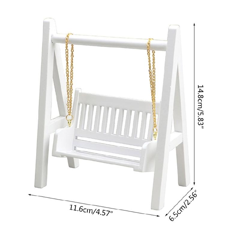 1:12 Swing Chair Model White Garden Swing Miniature Furniture Dolls Accessory