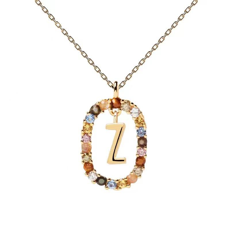 European & American Spanish Zircon Alphabet Necklace - Stylish Clavicle Chain Pendant