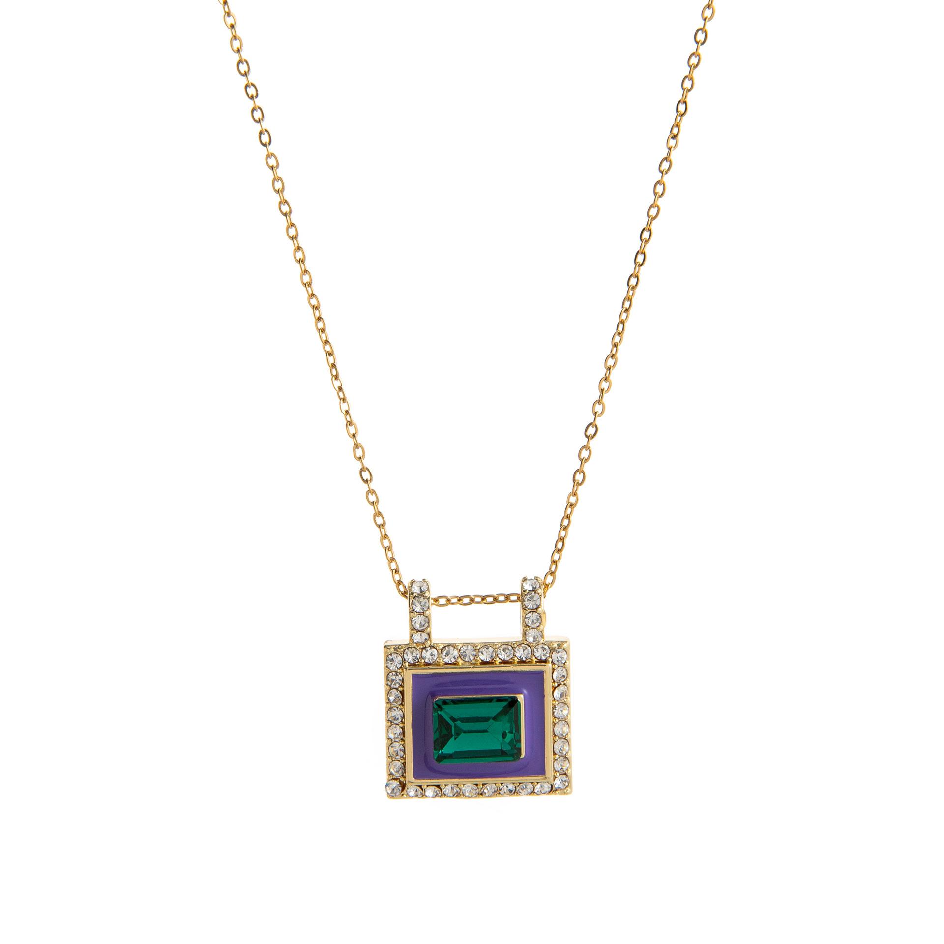

Irregular Geometric Colored Zircon Necklace Design Sense Popular Exquisite Electroplating 18K Gold Color Retention