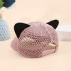Mesh-Accent Cat-Ear Baseball Cap — Cute & Trendy Women's Summer Hat featuring a Lightweight, Breathable, and Openwork Design